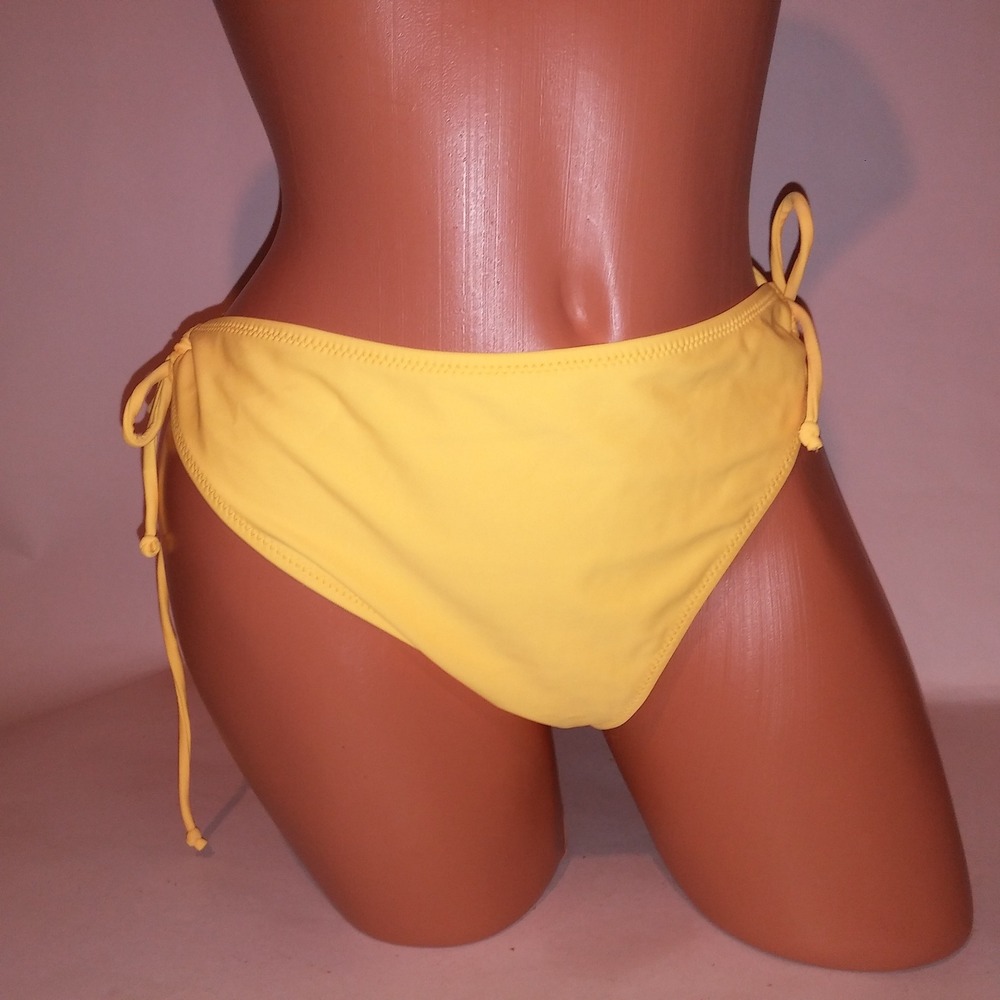 BelleCarrie Swim Bikini Bottom XXL 2X Solid Yellow String Tie Bikini